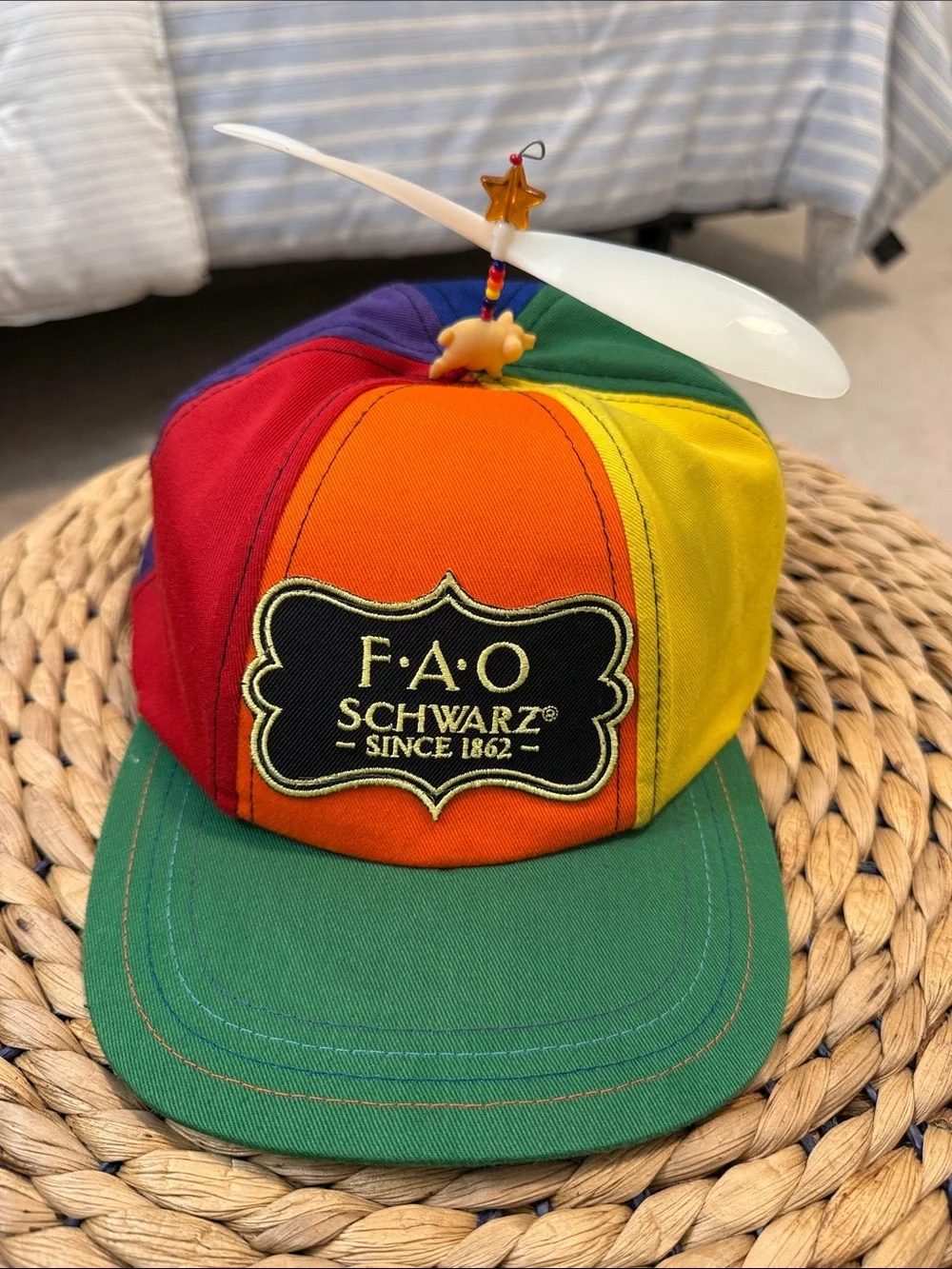 FAO Schwarz Rainbow Propeller Cap - Red Orange Yellow Green Blue Purple. Child